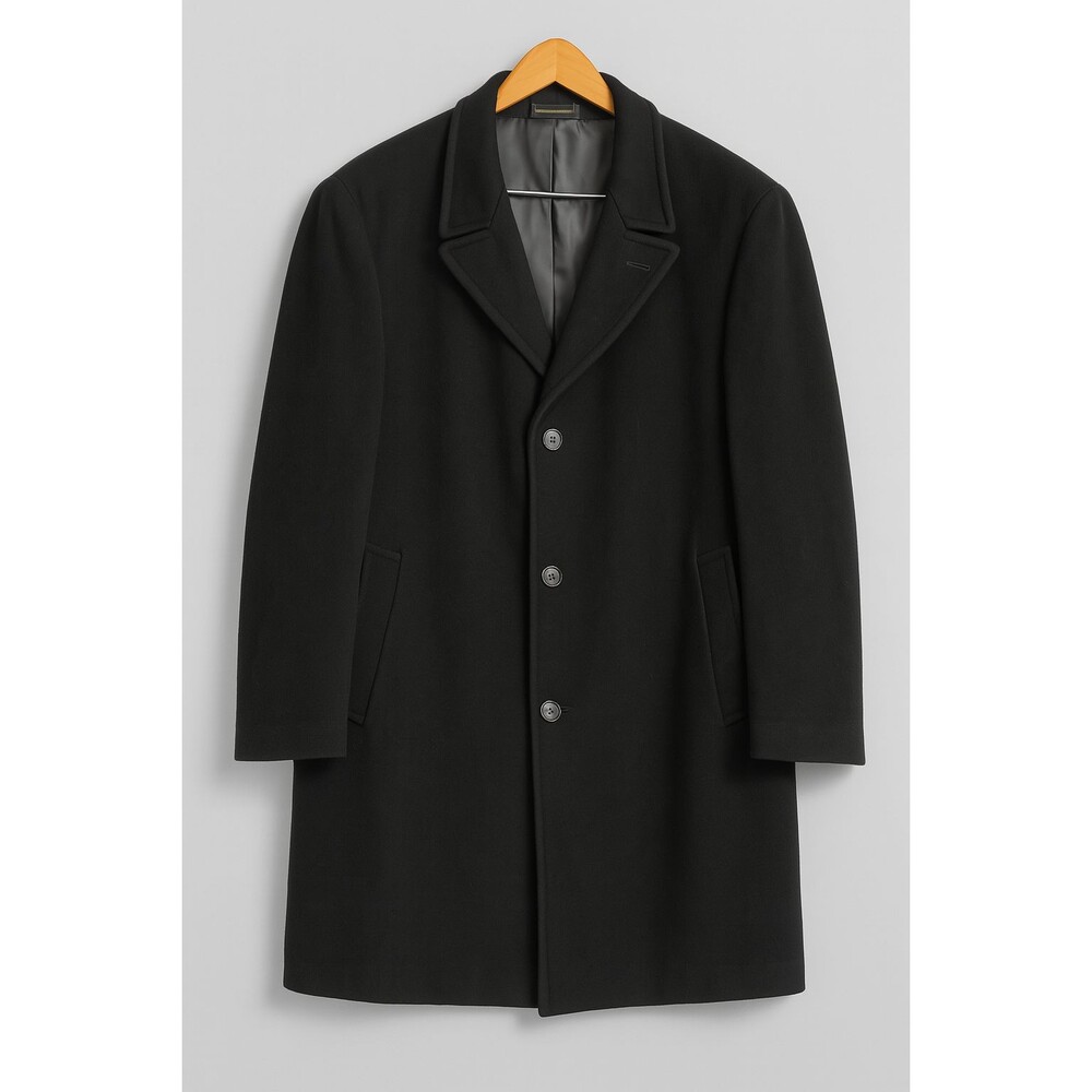 Vintage Ralph Lauren Men's Black Cashmere Blend Overcoat-XL Excellent Condition